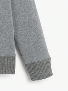 Manfinity Homme Lockere Passform Herren Kontrastbesatz Half Zip Drop Schulter Sweatshirt - Dunkelgrau - Übersicht 5