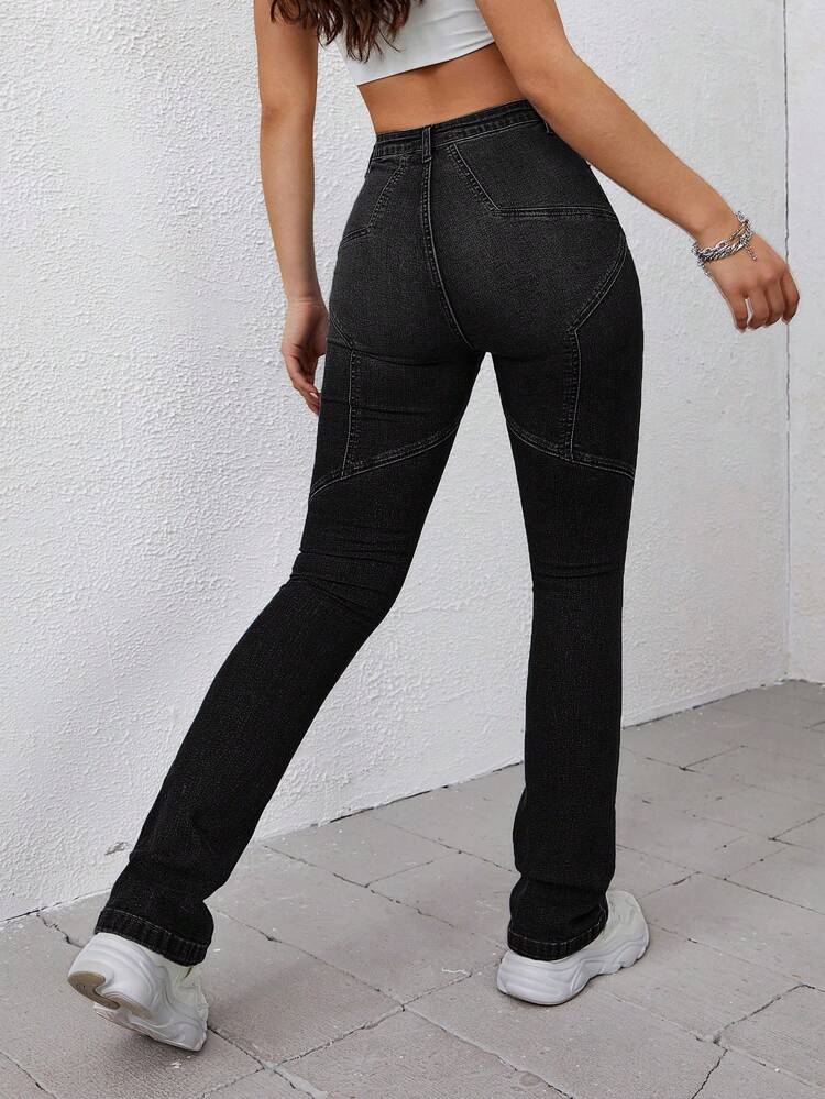 Solid Flare Leg Jeans