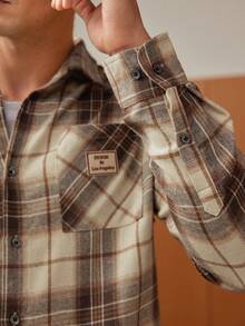 GENTILAND Nam In kẻ sọc Vá Túi Áo sơ mi - Nhiều màu - Xem 6