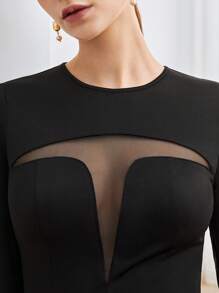BizChic Chèn lưới Váy bodycon Không có thắt lưng - màu đen - Xem 3
