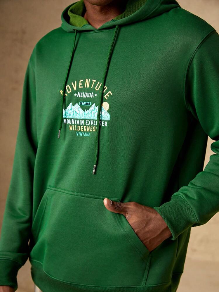 Men Letter Graphic Drawstring Hoodie