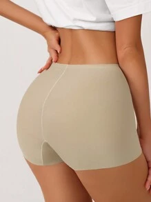 Women's Seamless High Stretch Khaki Short Underwear Shapewear Bottoms Casual Comfy Leggings - Khaki - View 2