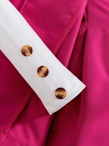 SHEIN Explorewe Tween Girl Solid Tee & Pants & Vest Coat - Hot Pink - View 5