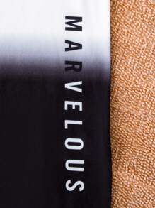 SHEIN Tween Boy Letter Graphic Ombre Contrast Trim Tee & Drawstring Waist Shorts - Black - View 5