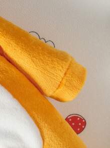 SHEIN 男嬰雙色拉鏈開襟連帽搖粒絨裝扮連體衣 - 黃色 - 查看 4