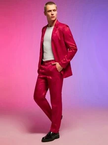 Manfinity VCAY 男士單排釦西裝外套和褲子套裝 - 彩色 - 查看 3