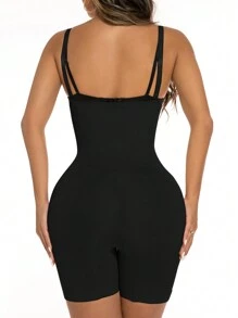 SHEIN Hook And Eye Shapewear Romper Without Liner - Black - View 2