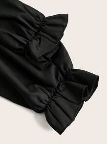 Sweetra Plus Lace Up Front Frill Trim Dress Fall Cloth For Women