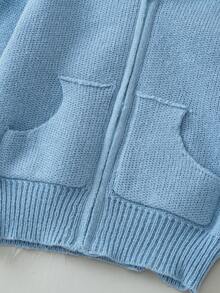 SHEIN 男小童素色拉鏈開襟連帽開襟衫 - 綠色 - 查看 7