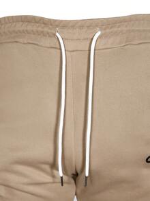 Manfinity EMRG 男士字母圖案腰部抽繩衛褲 - 卡其色 - 查看 4