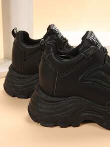 秋冬女士坡跟厚底运动鞋 - 黑色 - 查看 3