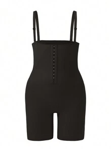 SHEIN Hook And Eye Shapewear Romper Without Liner - Black - View 7