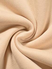 男士字母圖案加絨內裏運動衫 - 卡其色 - 查看 3