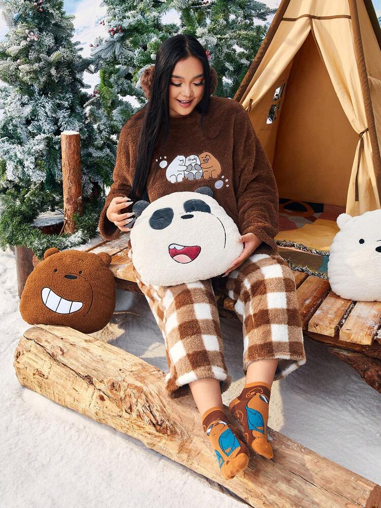 We Bare Bears X SHEIN Panda Plush Pillow - Multicolor - View 3