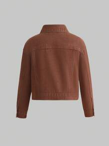 Young Boy Ripped Frayed Denim Jacket - Brown - View 2