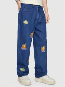 ROMWE MEN Street Life Các bạn Bóng rổ Đã vá Quần legging thẳng - Rửa tối - Xem 4