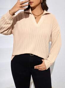 SHEIN Essnce Plus Drop Shoulder Ribbed Knit Tee