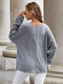 SHEIN LUNE 蝙蝠袖套頭毛衣 - 灰色 - 查看 2