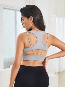 SHEIN Yoga Basic 鏤空露背運動型胸罩 - 彩色 - 查看 2