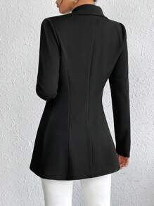 SHEIN Frenchy Lapel Neck Double Breasted Blazer In Fall/Winter Black Elegant Formal - Black - View 2