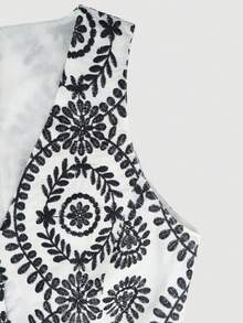 SHEIN MOD Top tank con estampado floral con botón delantero - Negro - Ver 3