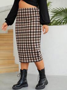 SHEIN EZwear Hơn In kẻ sọc Váy bút chì - Nhiều màu - Xem 5