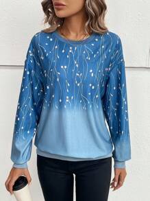 SHEIN LUNE Floral Print Drop Shoulder Sweatshirt - Multicolor - View 6