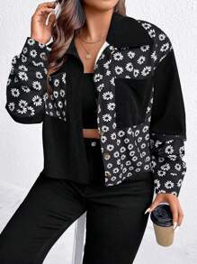 SHEIN LUNE 女裝大尺碼花卉印花外套 - 彩色 - 查看 4