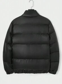 RueChic Men Flap Pocket Puffer Coat Without Tee - Black - View 2