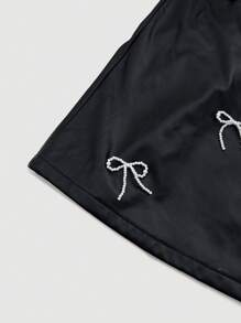 SHEIN MOD Bow Front PU Leather Dress - Black - View 4