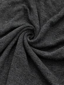 SHEIN MOD Một bờ vai Viền không đối xứng Top Cây trồng - Màu xám đen - Xem 3