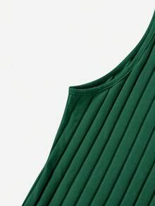 SHEIN Essnce Áo cao cổ Đồ đan Ribbed Đầm - Màu xanh lá cây đậm - Xem 3