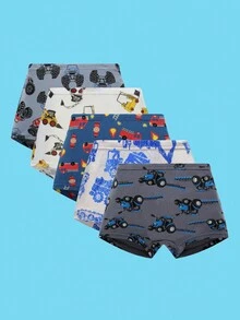 Young Boy 5pcs Cartoon Graphic Boxer Brief - Multicolor - View 2