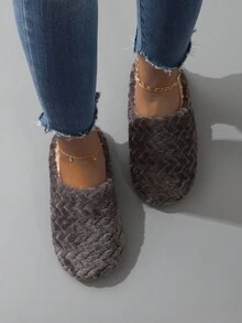 女性濃烈香調軟底家居拖鞋,鳳梨絲絨,靜音,防滑,室內