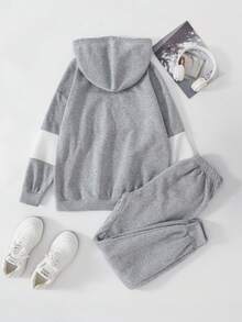 SHEIN Essnce Khối màu Dây rút Áo Hoodie & Quần thể thao - Nhiều màu - Xem 2