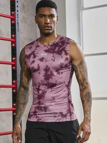 Áo ba lỗ thể thao họa tiết nhuộm cà vạt cho nam - Màu Đỏ Sâu - Xem 1