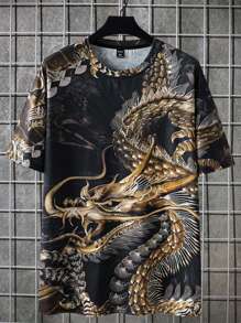 Manfinity LEGND 男士大码龍印花T恤 - 彩色 - 查看 6