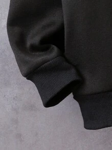 SHEIN 男小童字母圖案衛衣和衛褲 - 黑色 - 查看 6