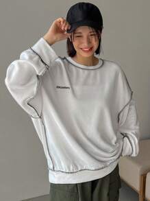 FRIFUL 字母圖案頂針落肩袖運動衫 - 白色 - 查看 1