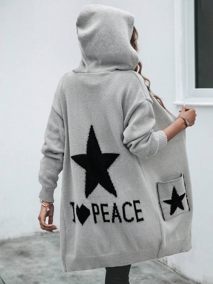 Grey hooded star cardigan hotsell
