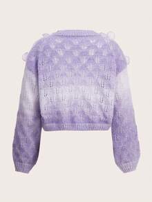 SHEIN MOD Jersey flor estéreo de hombros caídos - Morado - Ver 2