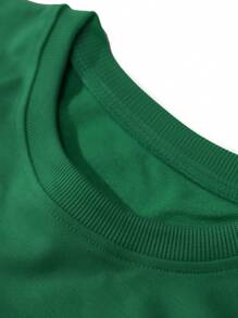 ROMWE MEN Goth Men's Letter Print Long Sleeve Sweatshirt - Green - View 4