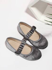 女童复古天鹅绒软底公主鞋，适合大童和小女孩，低鞋面设计，适合跳舞，秋冬季 - 灰色 - 查看 6