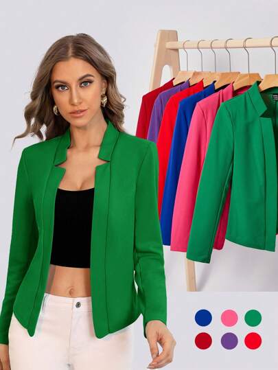 BizChic Women's Lightweight Open Front Blazer Jacket, Basic Top For Urban Commuting, Minimalist & Fashionable Business Casual Outerwear For Office Wear In Fall/Winter