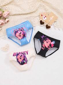 Cô gái Tween 3pcs Đồ họa Hình & Chữ cái Ngắn gọn - Nhiều màu - Xem 1