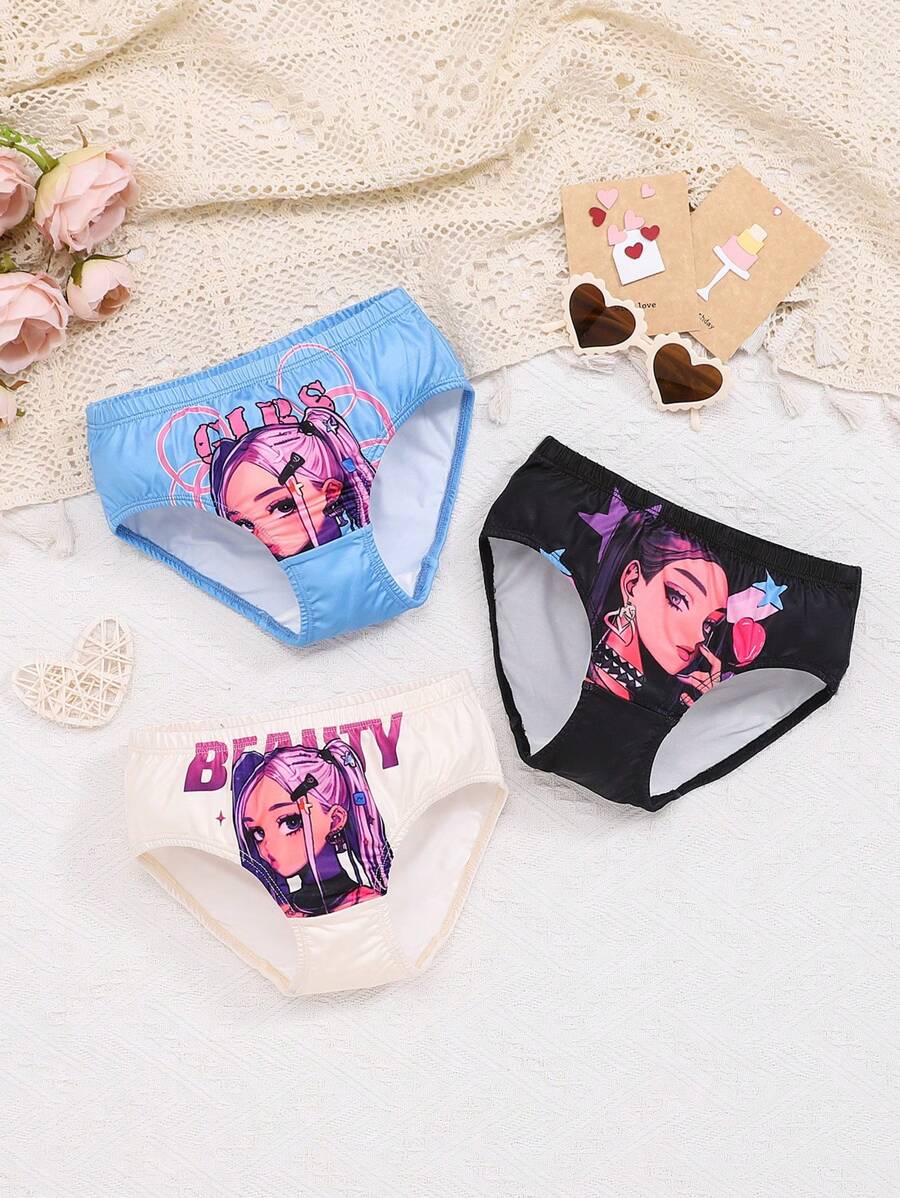 Cô gái Tween 3pcs Đồ họa Hình & Chữ cái Ngắn gọn - Nhiều màu - Xem 1