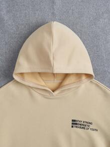 SHEIN Tween Girl Slogan Graphic Drop Shoulder Sweatshirt - Apricot - View 4