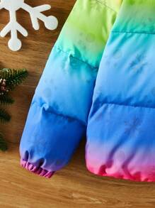 We Bare Bears X SHEIN Tween Boy Ombre Cartoon Graphic Zip Up Padded Coat - Multicolor - View 4