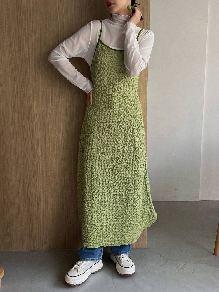 Solid Criss Cross Back Cami Dress Without Tee,Casual Women Dresses Easter