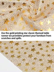 SHEIN Basic living 1條桌布條,星星熱壓花紋,尺寸為78.7×11英寸,宴會裝飾用的布條,金色生日派對裝飾用品,適用於婚禮生日派對 - 彩色 - 查看 3